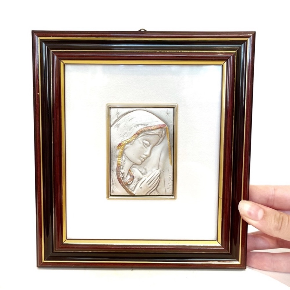 Made in Italy Sterling Silver 925 Framed Art Mother Mary Pollinori Catholic Pray